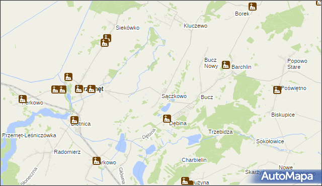 mapa Sączkowo, Sączkowo na mapie Targeo