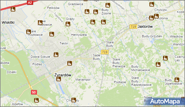 mapa Sade Budy, Sade Budy na mapie Targeo