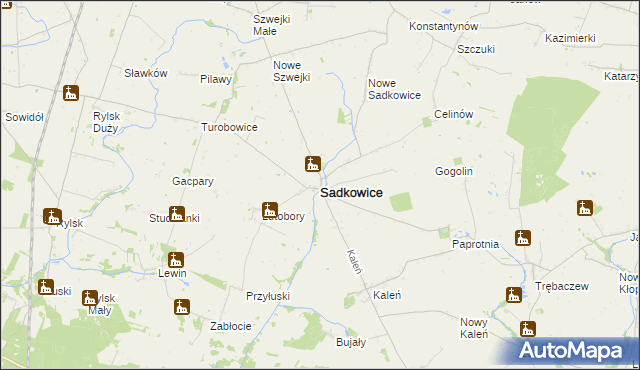 mapa Sadkowice powiat rawski, Sadkowice powiat rawski na mapie Targeo