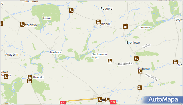 mapa Sadkowski Młyn, Sadkowski Młyn na mapie Targeo