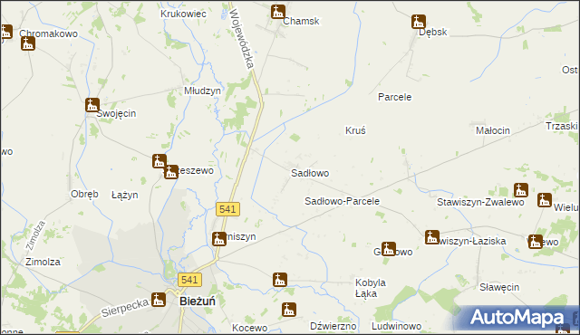 mapa Sadłowo gmina Bieżuń, Sadłowo gmina Bieżuń na mapie Targeo