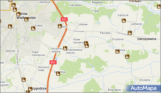mapa Sadowie gmina Ostrów Wielkopolski, Sadowie gmina Ostrów Wielkopolski na mapie Targeo