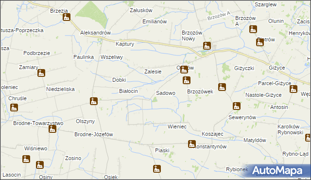 mapa Sadowo gmina Iłów, Sadowo gmina Iłów na mapie Targeo