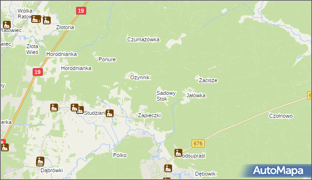 mapa Sadowy Stok, Sadowy Stok na mapie Targeo