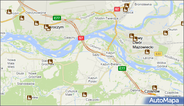 mapa Sady gmina Czosnów, Sady gmina Czosnów na mapie Targeo