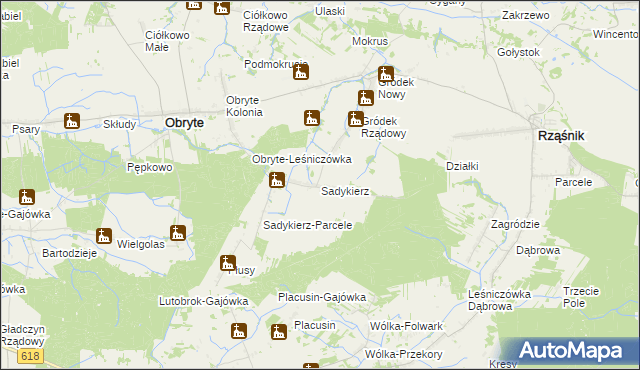 mapa Sadykierz gmina Obryte, Sadykierz gmina Obryte na mapie Targeo