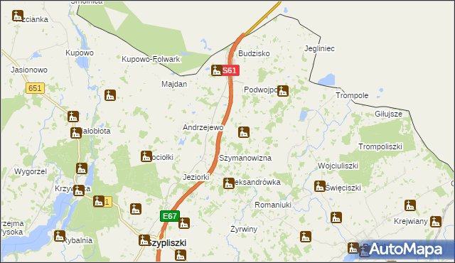 mapa Sadzawki, Sadzawki na mapie Targeo