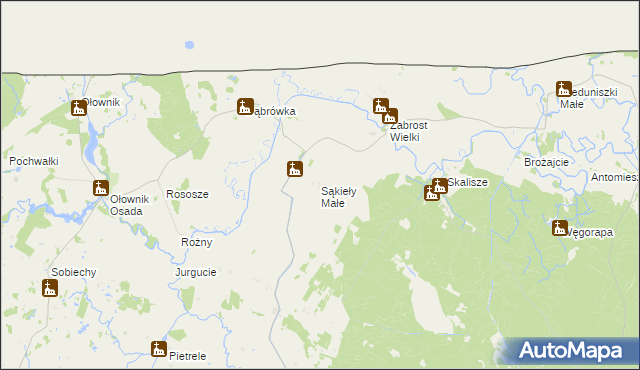 mapa Sąkieły Małe, Sąkieły Małe na mapie Targeo