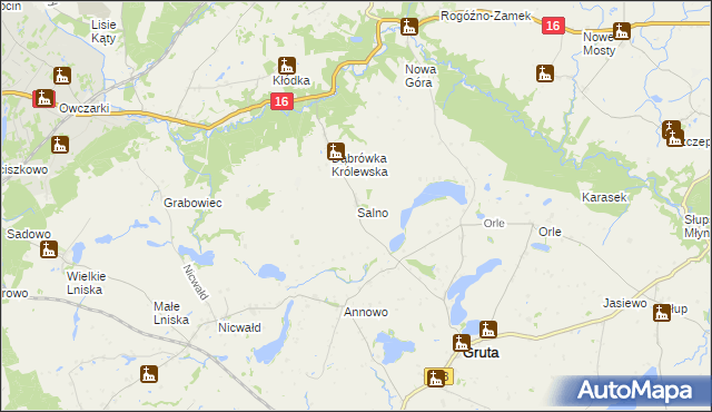 mapa Salno gmina Gruta, Salno gmina Gruta na mapie Targeo