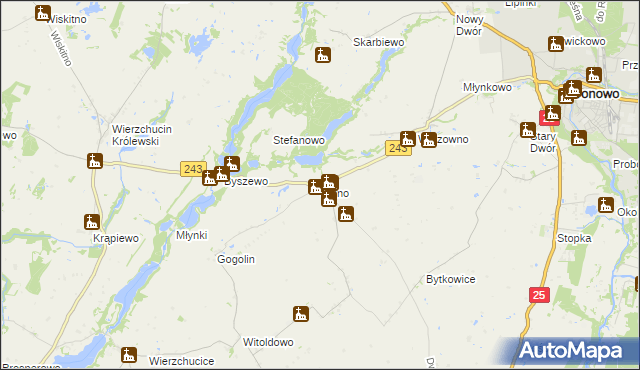 mapa Salno gmina Koronowo, Salno gmina Koronowo na mapie Targeo