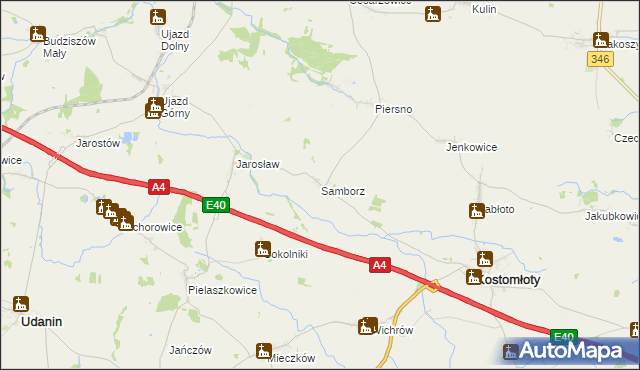 mapa Samborz gmina Kostomłoty, Samborz gmina Kostomłoty na mapie Targeo