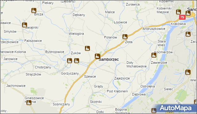 mapa Samborzec, Samborzec na mapie Targeo