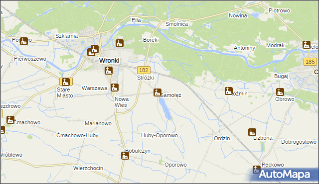 mapa Samołęż, Samołęż na mapie Targeo