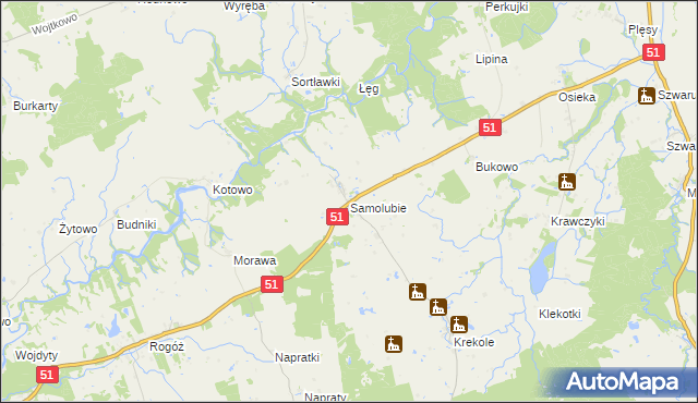 mapa Samolubie, Samolubie na mapie Targeo