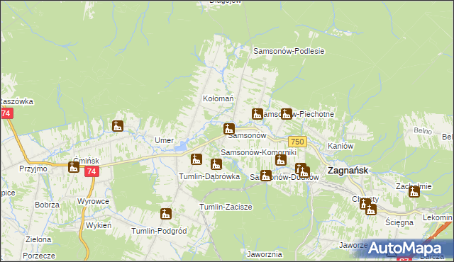 mapa Samsonów, Samsonów na mapie Targeo