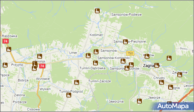 mapa Samsonów-Komorniki, Samsonów-Komorniki na mapie Targeo