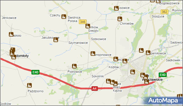 mapa Samsonowice, Samsonowice na mapie Targeo