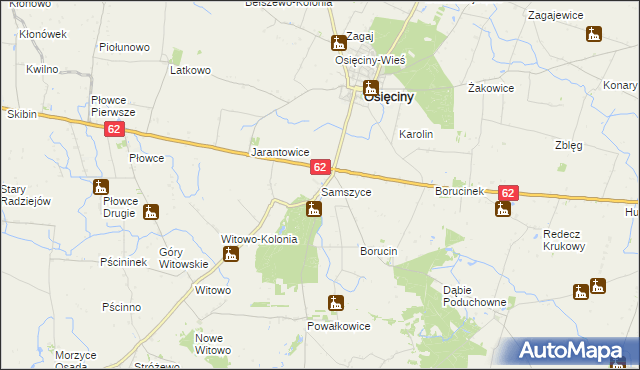 mapa Samszyce, Samszyce na mapie Targeo