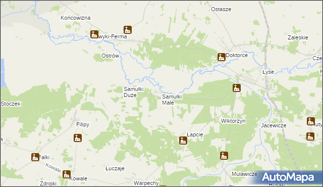 mapa Samułki Małe, Samułki Małe na mapie Targeo