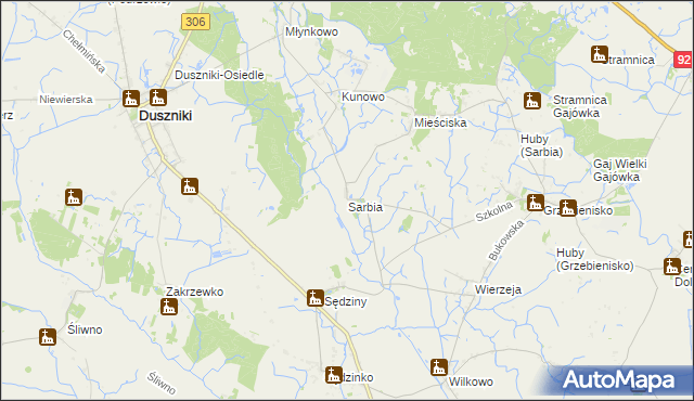 mapa Sarbia gmina Duszniki, Sarbia gmina Duszniki na mapie Targeo