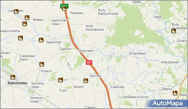 mapa Sarbiewo gmina Baboszewo, Sarbiewo gmina Baboszewo na mapie Targeo