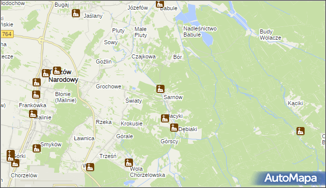 mapa Sarnów gmina Tuszów Narodowy, Sarnów gmina Tuszów Narodowy na mapie Targeo