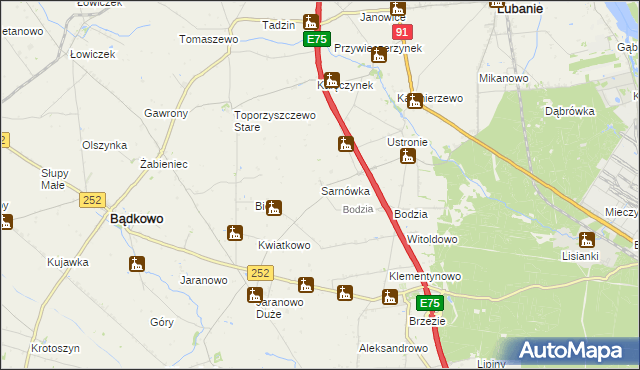 mapa Sarnówka gmina Lubanie, Sarnówka gmina Lubanie na mapie Targeo