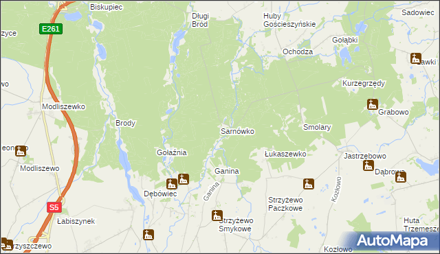 mapa Sarnówko gmina Rogowo, Sarnówko gmina Rogowo na mapie Targeo