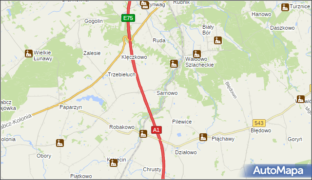 mapa Sarnowo gmina Stolno, Sarnowo gmina Stolno na mapie Targeo