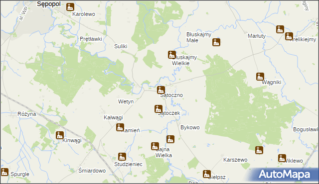 mapa Sątoczno gmina Korsze, Sątoczno gmina Korsze na mapie Targeo