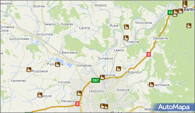 mapa Ścinawica, Ścinawica na mapie Targeo