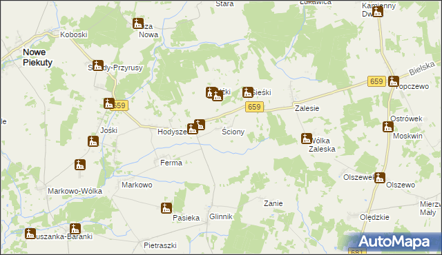 mapa Ściony, Ściony na mapie Targeo