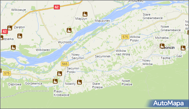 mapa Secyminek, Secyminek na mapie Targeo