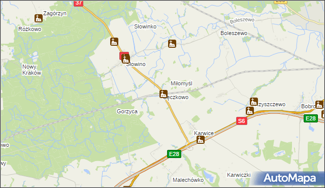 mapa Sęczkowo gmina Malechowo, Sęczkowo gmina Malechowo na mapie Targeo