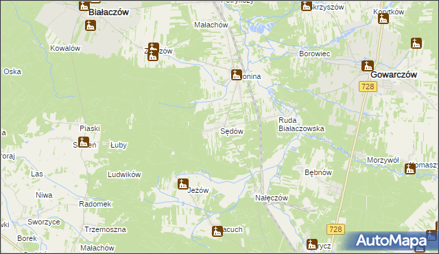 mapa Sędów gmina Białaczów, Sędów gmina Białaczów na mapie Targeo