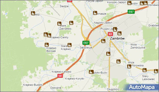 mapa Sędziwuje, Sędziwuje na mapie Targeo