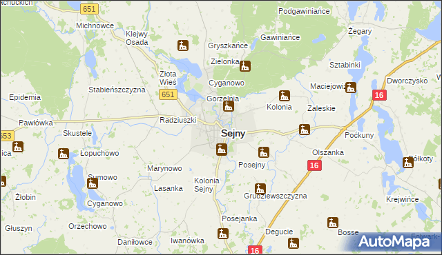 mapa Sejny, Sejny na mapie Targeo