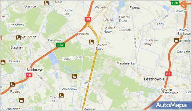 mapa Sękocin-Las, Sękocin-Las na mapie Targeo