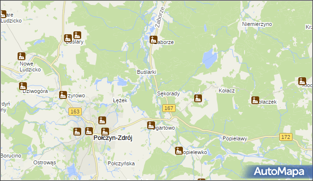 mapa Sękorady, Sękorady na mapie Targeo