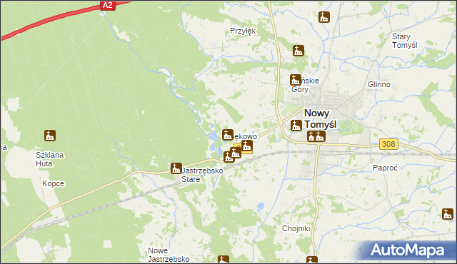 mapa Sękowo gmina Nowy Tomyśl, Sękowo gmina Nowy Tomyśl na mapie Targeo