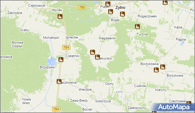 mapa Sekursko, Sekursko na mapie Targeo