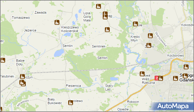 mapa Semlin gmina Starogard Gdański, Semlin gmina Starogard Gdański na mapie Targeo
