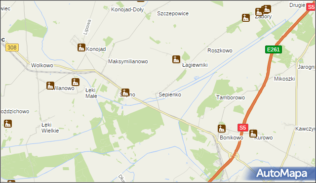 mapa Sepienko, Sepienko na mapie Targeo