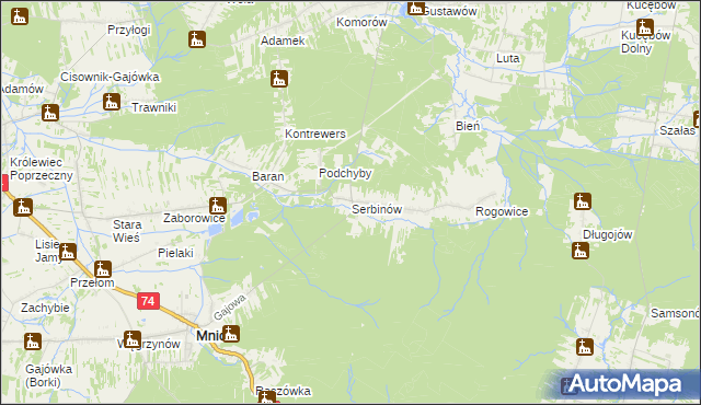 mapa Serbinów, Serbinów na mapie Targeo