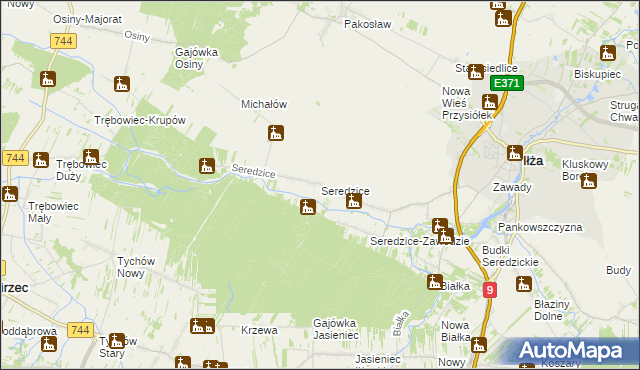 mapa Seredzice, Seredzice na mapie Targeo