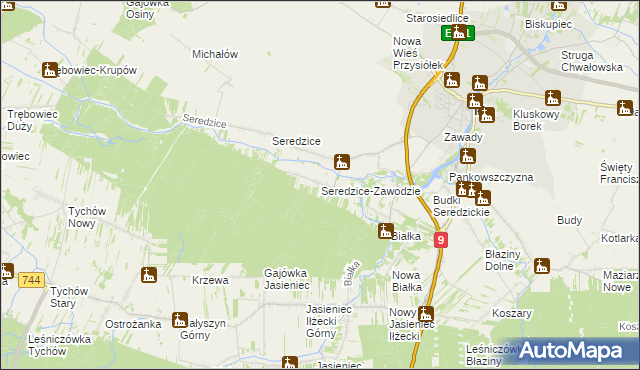 mapa Seredzice-Zawodzie, Seredzice-Zawodzie na mapie Targeo