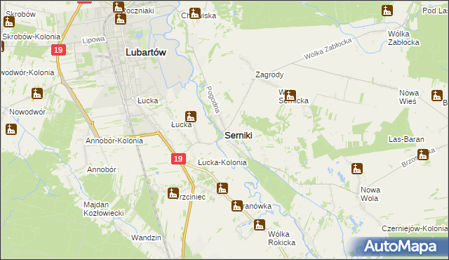 mapa Serniki, Serniki na mapie Targeo