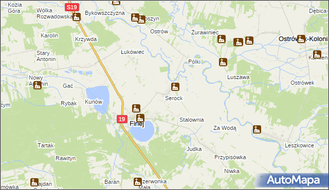 mapa Serock gmina Firlej, Serock gmina Firlej na mapie Targeo