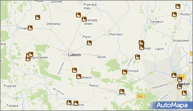 mapa Seroki gmina Lutocin, Seroki gmina Lutocin na mapie Targeo