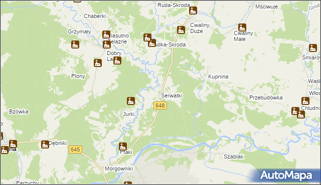 mapa Serwatki, Serwatki na mapie Targeo